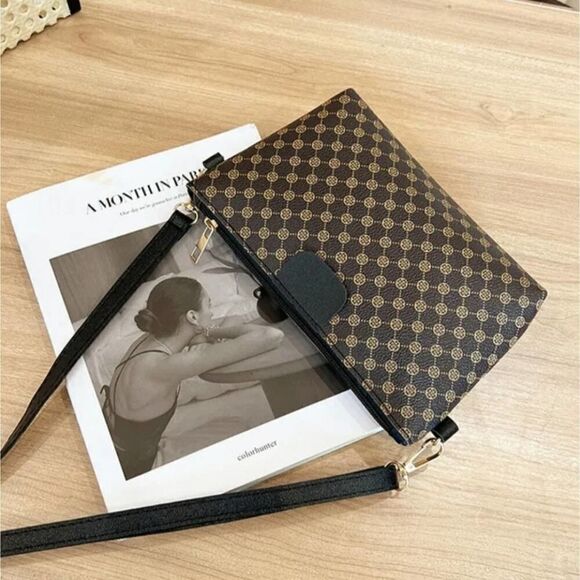 Women Mini Vegan Leather Print Monogram Crossbody Bag - Picture 9 of 10